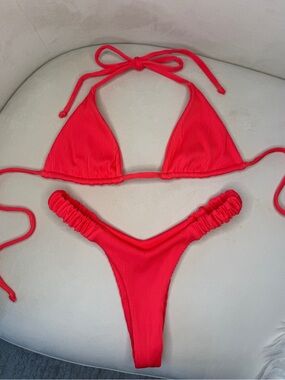 Kulani Kinis - Watermelon Ribbed M Retro Thong Bikini Set